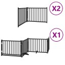 vidaXL Hundeport sammenleggbar 8 paneler svart 640 cm poppeltre