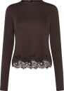 Mango Fitted T Shirt With Lace Trim   BROWN   XL