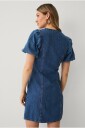 Ellos Collection   Denimkjole med bobleermer   Blå
