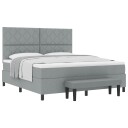  Lys Grå Box Spring Seng med Madrass & Benk 180x200 cm Stoff