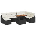  Hagesofa Set med lagring 9 pcs Svart Poly rattan