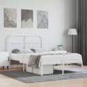 vidaXL Sengeramme i metall med hodegavl hvit 120x200 cm 8720845881689