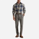 Custom Fit Plaid Brushed Flannel Shirt Off White/Navy