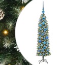  Kunstig Slankt Jule Tre med 150 LED Grønn og hvit 120 cm