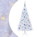  Kunstig juletre med 150 LED med stativ Hvit 150 cm PVC og stål