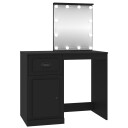 vidaXL Sminkebord med LED svart 90x50x132,5 cm konstruert tre
