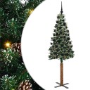  Slim juletre Grønn og hvit 180 cm PVC og Massivt Furu tre