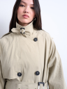 Topshop Brooklyn Belted Mac Coat Beige M