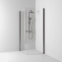 Svedbergs Skoga Dusjhjørne Buet Hullgrep, B80-90cmxh198cm Blyantpenn Svart / 80x90cm Klart Glass
