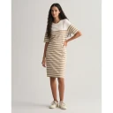 GANT Striped Ss T-Shirt Dress Dark Khaki S
