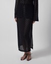 Malina Fannie Pointelle Knitted Maxi Skirt Black S