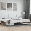 vidaXL Sengeramme i metall med hodegavl hvit 193x203 cm 8720845881764