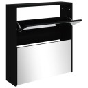 vidaXL Skoskap med speil 2 lag svart 63x17x67 cm