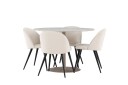Venture Home Matgruppe Lycke 110 cm Rund med 4 Velvet stoler Beige/Beige