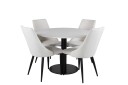 Venture Design Razzia & Leone spisegruppe Hvit/beige 4 st stoler & bord 106 cm