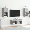 vidaXL Vegghengte TV-benker med LED 4 stk grå sonoma 8721012469891
