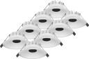 Aneta Lighting Styx lavtbyggende downlight 7,5W 2700K RA95 IP44 - Hvit/Svart - 8 pakning