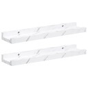  Vegghylle 2 pcs Hvit marmor 40 x 9 x 3 cm Konstruert tre