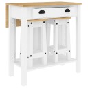 vidaXL Barsett 3 deler hvit heltre furu