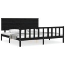 vidaXL Sengeramme med hodegavl svart 200x200 cm heltre