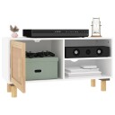 vidaXL TV-benk hvit 80x30x40 cm heltre furu og naturrotting