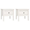 vidaXL Sidebord 2 stk hvit 50x50x49 cm heltre furu
