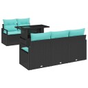 vidaXL Hagesofa Set 6 stk. 5 Antall seter Svart og Blå polyrotting