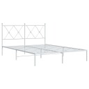  Sengeramme i metall med hodegavl hvit 135x190 cm 8721012374348