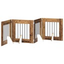 Vidaxl Foldbar Hundegitter Med Stativer 4 Stk. Gammelt Tre 241 cm