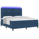  Box Spring Seng med madrass & LED Blå 180x200 cm Stoff