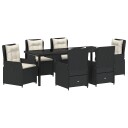7-delt Hage Spisebordsett svart poly rattan