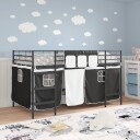  Kiddos Loft Senge Ramme med Gardiner Svart 90 x 201 cm