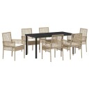 7-delt Hage Spisebordsett med Puta Beige Poly Rottings