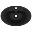 vidaXL Luksuriøs servant overløp oval matt svart 58,5x39 cm keramisk