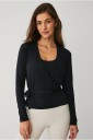 Ellos STUDIO   Treningstopp Wrap Top Soft   Svart