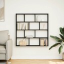  Kubeformet vegghylle 12 rom svart konstruert tre 8721158650368