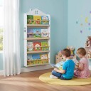 Veggmontert bokhylle for barn – hvit husformet design
