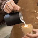 Svart melkekanne i rustfritt stål 350 ml / melkeskummingskanne med svanehals / baristakanne