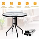 Hagebord med herdet glass bordplate og paraplyhull og metallramme terrassebord