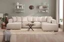 Cubo 5 seters U formet Dyp Modulsofa med Divan og Sjeselong i Fløyel   Beige