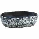 vidaXL Benkeservant svart og blå oval 47x33x13 cm keramikk