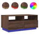  Salongbord med LED-lys brun eik 90x49x40 cm 839839
