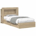  Sengeramme med oppbevaring med skuff Sonoma eik 100 x 200 cm