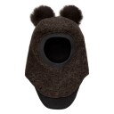 Huttelihut Dark Brown Melange Elefantlue Ull Alpaca Pompoms 2 4 år/52