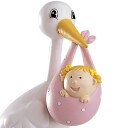 Kaketopp Til Dåp Stork Med Baby  Rosa