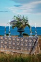 Chamois Oriental linduk marineblå 150x350cm