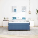 Box Spring Seng med Madrass Blå 140x200 cm Kordfløyel