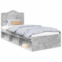  Sengestamme med hodegjerde Betonggrå 90 x 190 cm Massiv furu