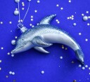 Vondels Glassornament delfin blå med glitter H12 cm