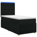 vidaXL LED boksseng med madrass med hodegjerde Svart 90 x 200 cm Stoff
